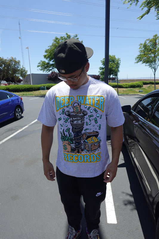 Deep Water Records Logo Tee - Ash Grey
